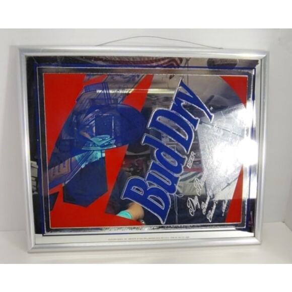 Bud Dry Mirror Bar Sign Budweiser Anheuser-Bush Beer Vintage 1989 USA Man Cave - Picture 5 of 13